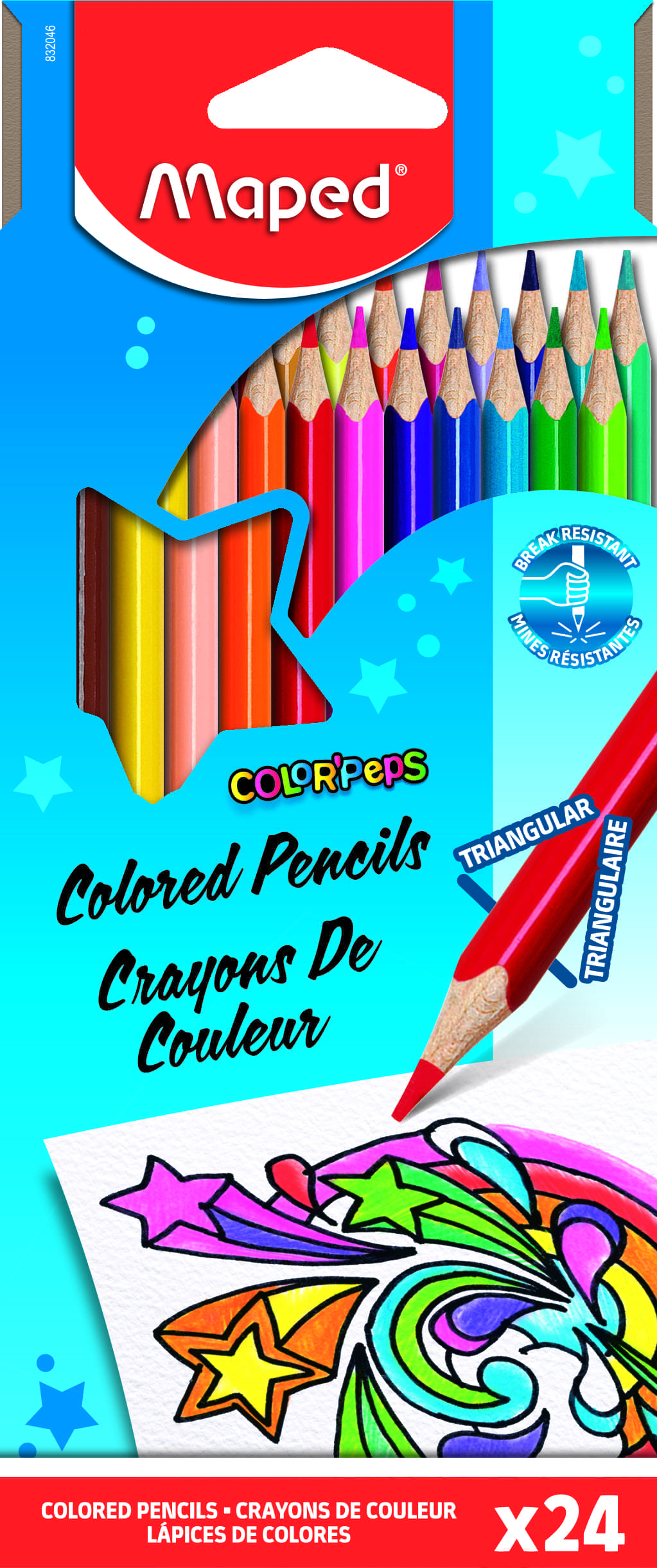 Maped Color'Peps Triangular Colored Pencils, Assorted Colors, Pack