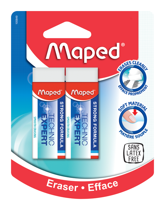 Maped Precision Erasers PVC-Free and Phthalate-Free with Protective Case Pack of 2 Blue 